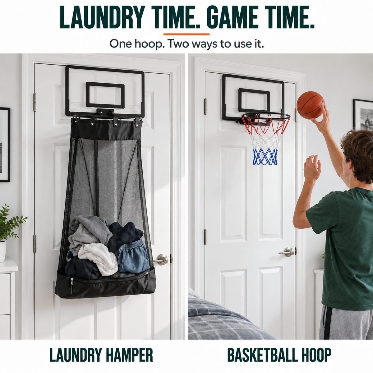 2-in-1 Basketball Laundry Hoop
